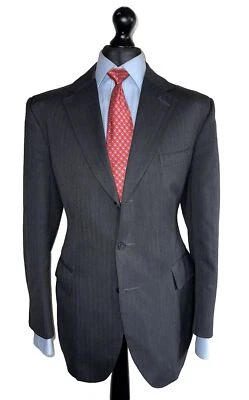 BESPOKE G.D.GOLDING SAVILE ROW LUXURY SUIT JACKET RED STRIPED GREY 40R - Image 1 of 4