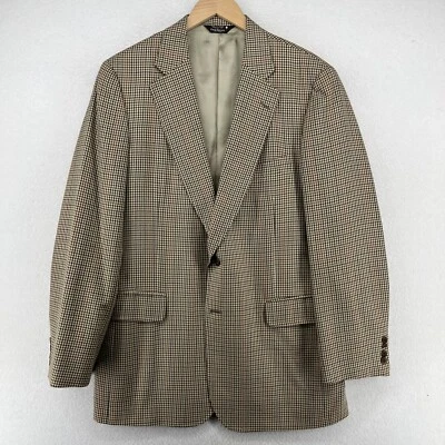 PAUL STUART Blazer Mens 42 Tall Wool Shepherd Check 2 Button Sport Coat Brown - Image 1 of 4