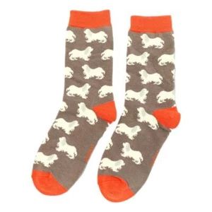 Spaniels on Grey Ladies Novelty Ankle Socks Adult One Size - Picture 1 of 2