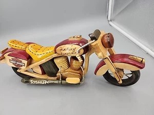 Hand Crafted Wooden Harley Davidson Motorcycle  Wood Carved 16" Long 6.5" tall - Picture 1 of 13