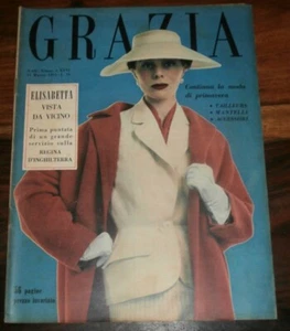 GRAZIA # 630 Vintage Italian FASHION Magazine 1953 ELIZABETH II WINDSOR Gassman - Imagen 1 de 12