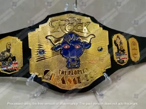 THE ROCK BRAHMA BULL WRESTLING CHAMPIONSHIP BELT 4mm Zinc - Picture 1 of 6