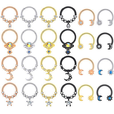 16G Dangle Septum Rings CZ Helix Earring Cartilage Tragus Body Piercing Jewelry • 4.59€