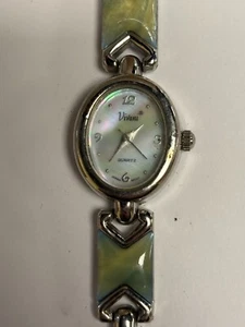 Vivani Mother of Pearl Oval Shaped Case Stone Style Band Unique Quartz Watch - Picture 1 of 8