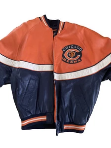 Vintage Mirage Chicago Bears NFL Leather Jacket Large - Photo 1 sur 15