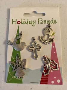 Holiday Beads Metal Christmas Charms 5 Pcs NEW - Picture 1 of 5