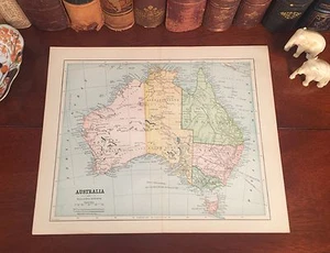 Original 1882 Antique Map AUSTRALIA Sydney Tasman Melbourne Perth Coral Sea - Picture 1 of 5