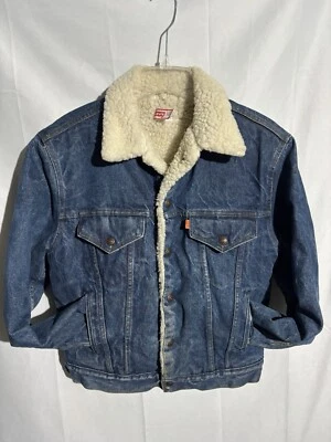 Chaqueta Levi's Denim Vintage Años 70 Talla M 42 Forrada Sherpa Para Hombre Naranja Tab Tipo III Foto 1 de 4