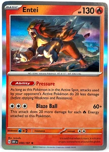 ENTEI Holo Raro Pokémon Fiamme Ossidiana Viola Scarlatta 30/197 - Foto 1 di 3