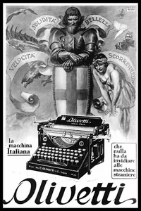 PUBBLICITA' 1928 OLIVETTI M 20 MACCHINA DA SCRIVERE CAVALIERE SCUDO SABAUDO - Picture 1 of 1