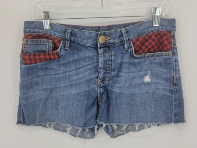 Pantalones Cortos Eddie Bauer Para Mujer 6 Azul Denim Rojo Búfalo Cuadros Bolsillos Envejecidos Boho Foto 1 de 4