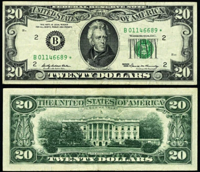 FR. 2067 B* $20 1969 Federal Reserve Note New York B-* Block VF Star - Image 1 of 3