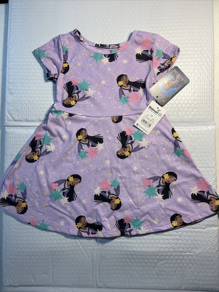 Wish NEWGirls Disney Printed knit Dress size 2T Turquoise/pink/lilac