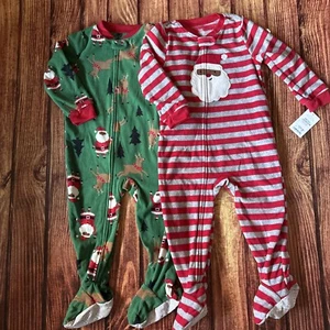 Carter’s Toddler Boy’s 2T Fleece Footie Pijamas Navidad Papá Noel Lote Bx5 - Imagen 1 de 5
