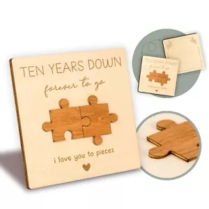 10 Year Anniversary Card Gifts For Him Husband Wood Gifts For 10th Wedding Anniv - Picture 1 of 6