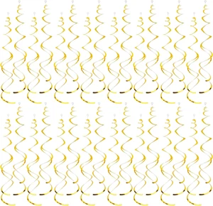 36 Pieces Party Ceiling Foil Swirl Decorations Hanging Plastic Streamer, Whirls - Picture 1 of 7