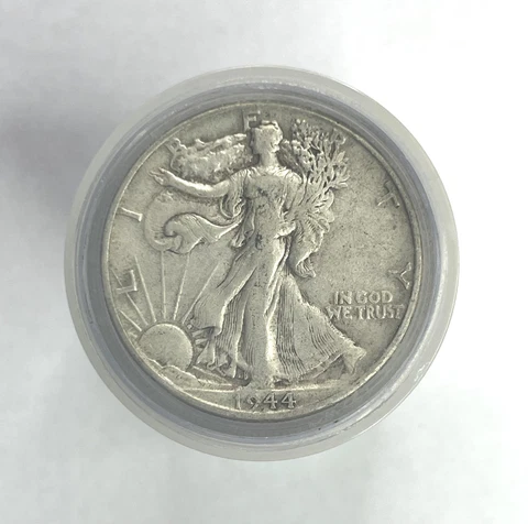 1916 - 1947 Roll of 20 90% Silver Walking Liberty Half Dollar $10 Face Value Cover