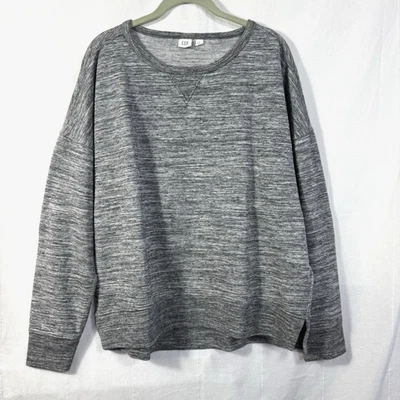 Gap Sweatshirt Women's Size L Gray Space Dye Slouch LS Crewneck Pullover Sweater - Image 1 of 4