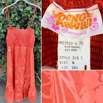 Vestido Vintage Young Hawaii Honolulu Talla M Hawaiano Tiki Aloha Foto 1 de 4