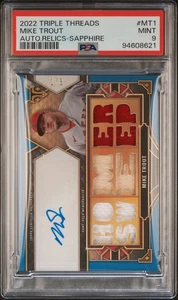2022 Topps Triple Threads Mike Trout Autograph Relics Sapphire 1/3 PSA 9 - Picture 1 of 2