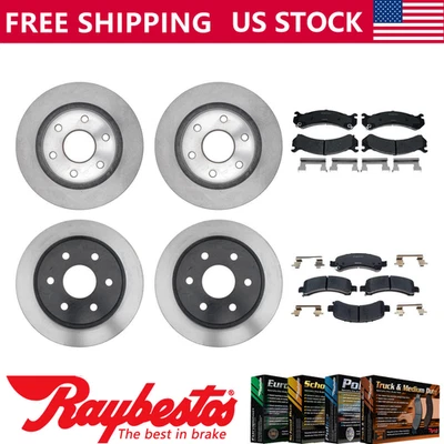 Rotores de freno delanteros traseros y pastillas de freno de cerámica para GMC Savana 2500 2006 - Raybestos Foto 1 de 4