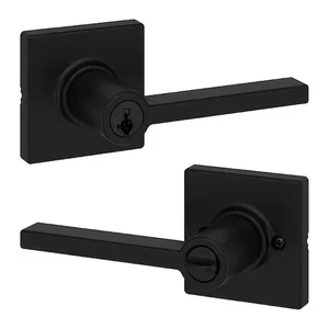 Kwikset Casey Door Lever Passage Handle Hall Closet Matte Black 92001-603 - Picture 1 of 4