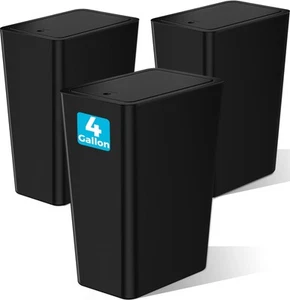4 Gallons Bathroom Trash Can with Lid, 3 Pack 15 Liters Slim Garbage Can with... - Picture 1 of 7