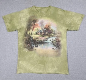T-shirt Thomas Kinkade tinta unita Cottage Creek pittore taglia L verde - Foto 1 di 7