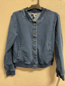 🌻 Cat And Jack Girl's Button Snap Denim Blue Jacket XL (14) 🆕 - Picture 1 of 4