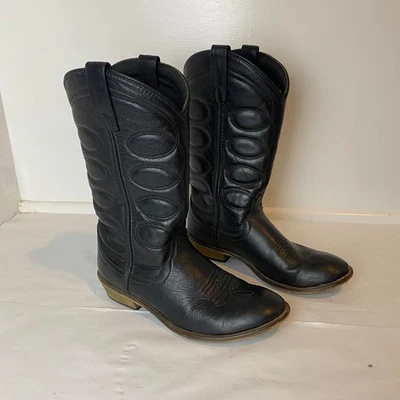 Dingo 女式皮革黑色牛仔靴 7.5M 码西部女牛仔牛仔牛仔靴 — 第 1/4 张图片