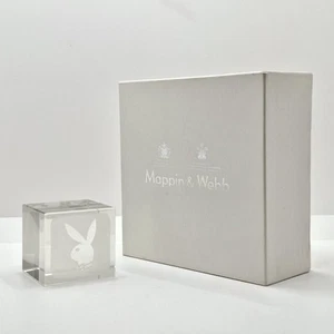 Mappin & Webb Playboy Club Paperweight Engraved Bunny Crystal Glass Boxed 1970s - Picture 1 of 12