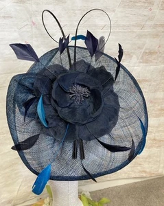 Jacques Vert Navy Blue Fascinator Hat Wedding Headband Races Occasion MOB - Picture 1 of 6