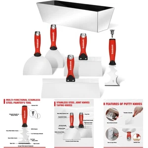 Kit Attrezzi per Cartongesso 14 in 1 6 Pezzi Acciaio Inox Giunto Coltello Taping Coltelli - Foto 1 di 7