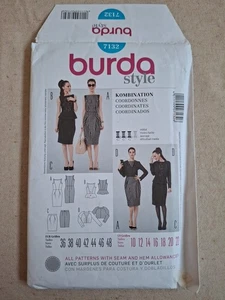 BURDA STYLE 7132 DRESS SKIRT JACKET TOP Sizes 10 12 14 16 18 20 22 SMART DRESSY - Picture 1 of 3