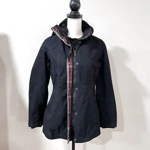 Pendleton Black Hooded Jacket with Plaid Lining Zip Button, Women Size X-Small - Picture 1 of 13