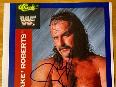 FIRMADO A MANO Jake The Snake Roberts 8x10 - AEW - WWE HOF 2014 - WWF Foto 1 de 3