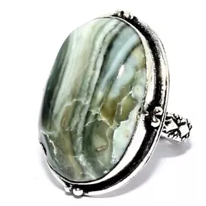 Anillo hecho a mano con piedras preciosas de plata 925 maciza ópalo ágata natural talla 6 - Imagen 1 de 6