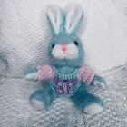 Vtg Goffa Bunny Rabbit In Sweater Plush Stuffed Animal Pastel Green Kawaii 8.5"