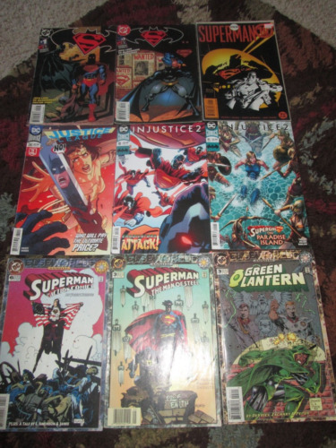 9 Comic Books Dc 90-00's Superman, Justice League, Injustice 2, Green lantern