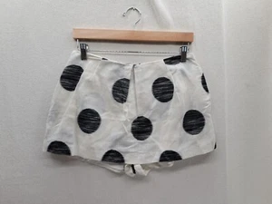 Line & Dot große gepunktete plissierte Mini Skort Shorts Leinenmischung Reißverschluss hinten Größe M - Bild 1 von 9