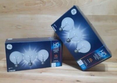 2BOXES[3-PK]: GE Bulb G25 Globe Clear 40 Watt HD+ 265 Lumens Warm White Med Base - Image 1 of 4