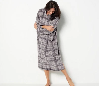 Stan Herman Plush Boucle Plaid Cuddler with Blanket Stitching - Shadow Grey - Image 1 of 2