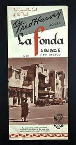 Folleto de viaje publicitario Fred Harvey La Fonda Hotel Old Santa Fe Nuevo México - Imagen 1 de 7