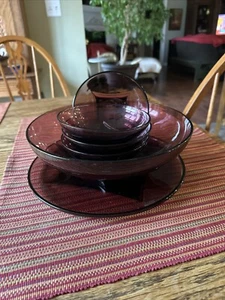 Vintage Hazel Atlas Moroccan Amethyst Glass Lot of 6 Colony Square . - Picture 1 of 6
