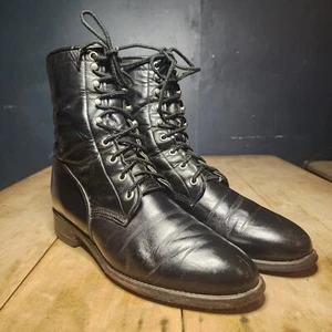 Justin Größe Herren 7D Damen 8,5 schwarz Leder Schnürschuh Stil 506 hergestellt in den USA - Bild 1 von 11