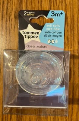 Nuevo con etiquetas Tommee Tippee Closer to Nature paquete de 2 pezones 3 m+ flujo medio Foto 1 de 4