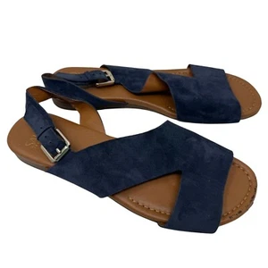 Sandali donna Franco Sarto blu navy scamosciati punta aperta fibbia misura 8,5 - Foto 1 di 8