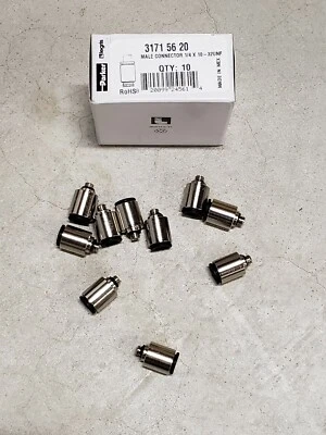 ( 10 QTY)NEW PARKER Legris 3171 56 20 Male Connector 1/4"X10-32UNF •WE SHIP FAST - Image 1 of 4