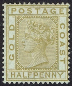 GOLD COAST 1876 QV ½D WMK CROWN CC PERF 14 NO GUM - Picture 1 of 2