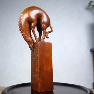 Chinesischer Buchsbaum Pferd Statue Figur Sammler Ornament Netsuke Siegel Geschenk - Bild 1 von 4
